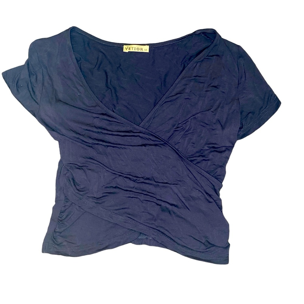 Navy Criss Cross Crop Top